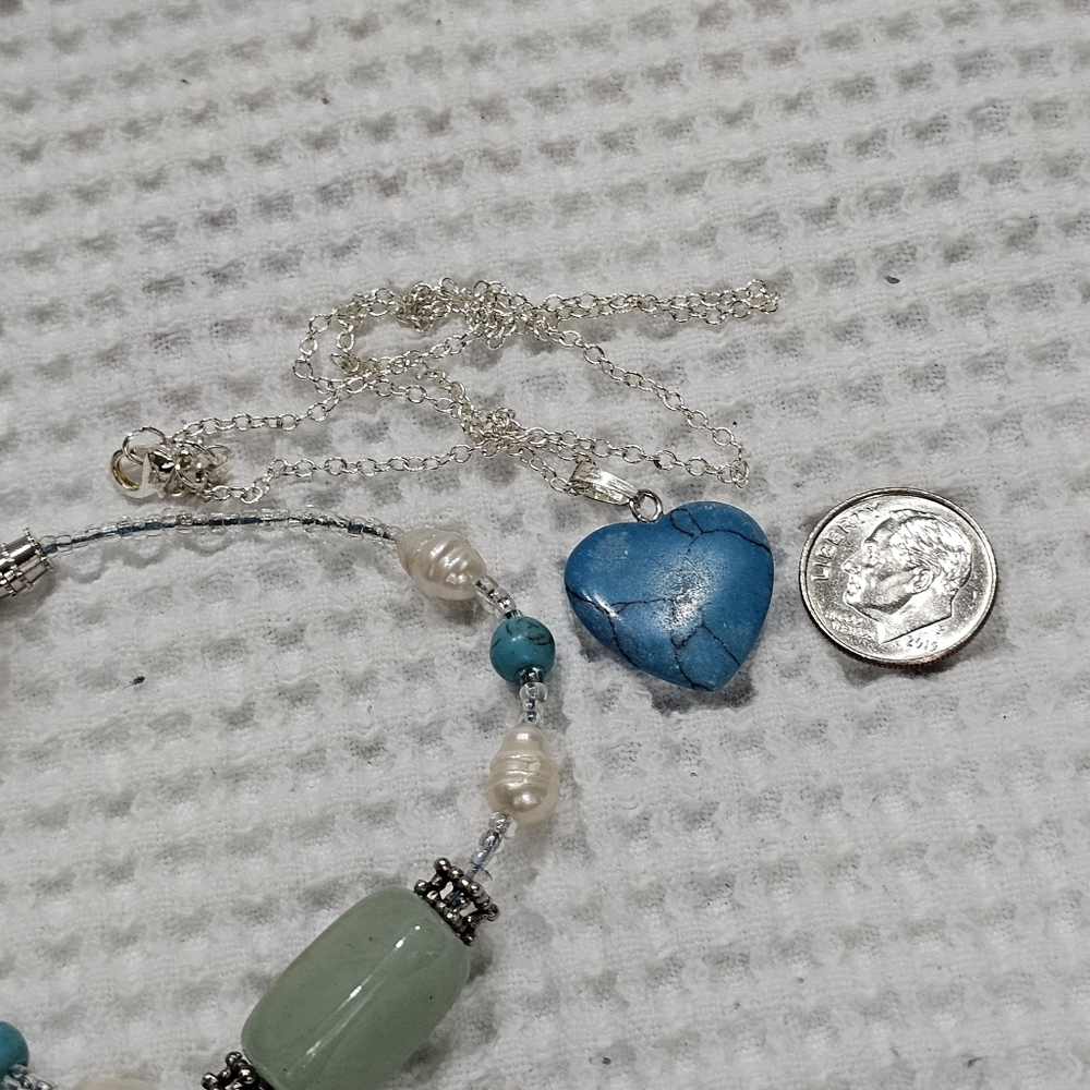 Pearl and Turquoise Bracelet, Necklace, and Ring Jewelry Bundle Set - Picture 7 of 15